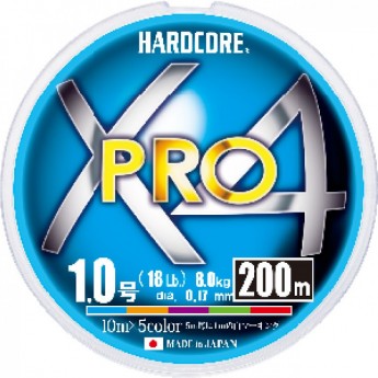 Плетеный шнур YO-ZURI DUEL PE HARDCORE X4 PRO 200m Yellow #2.0 13.0Kg (0.24mm)
