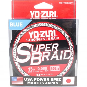 Шнур YO-ZURI PE SUPERBRAID BLUE 300yds 15lbs 0,19мм